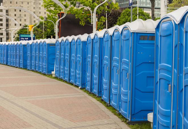 Seasonal porta potty units set up at a Key West, Florida venue