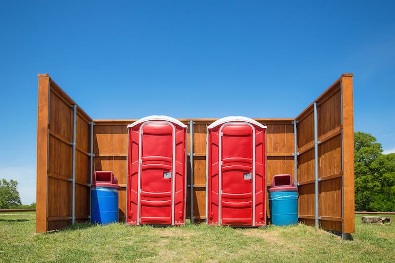 Short-term porta potty units staged for delivery in Key West, Florida