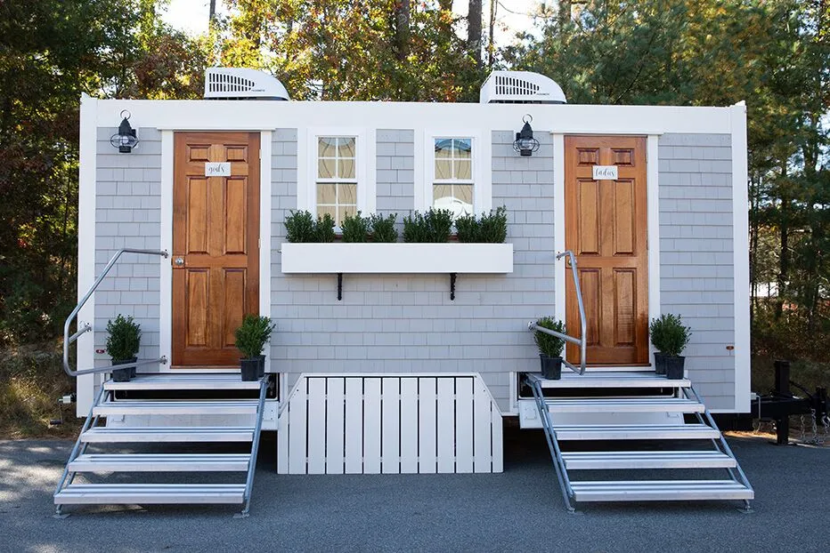 Wedding restroom units discretely staged at a venue in Key West, Florida